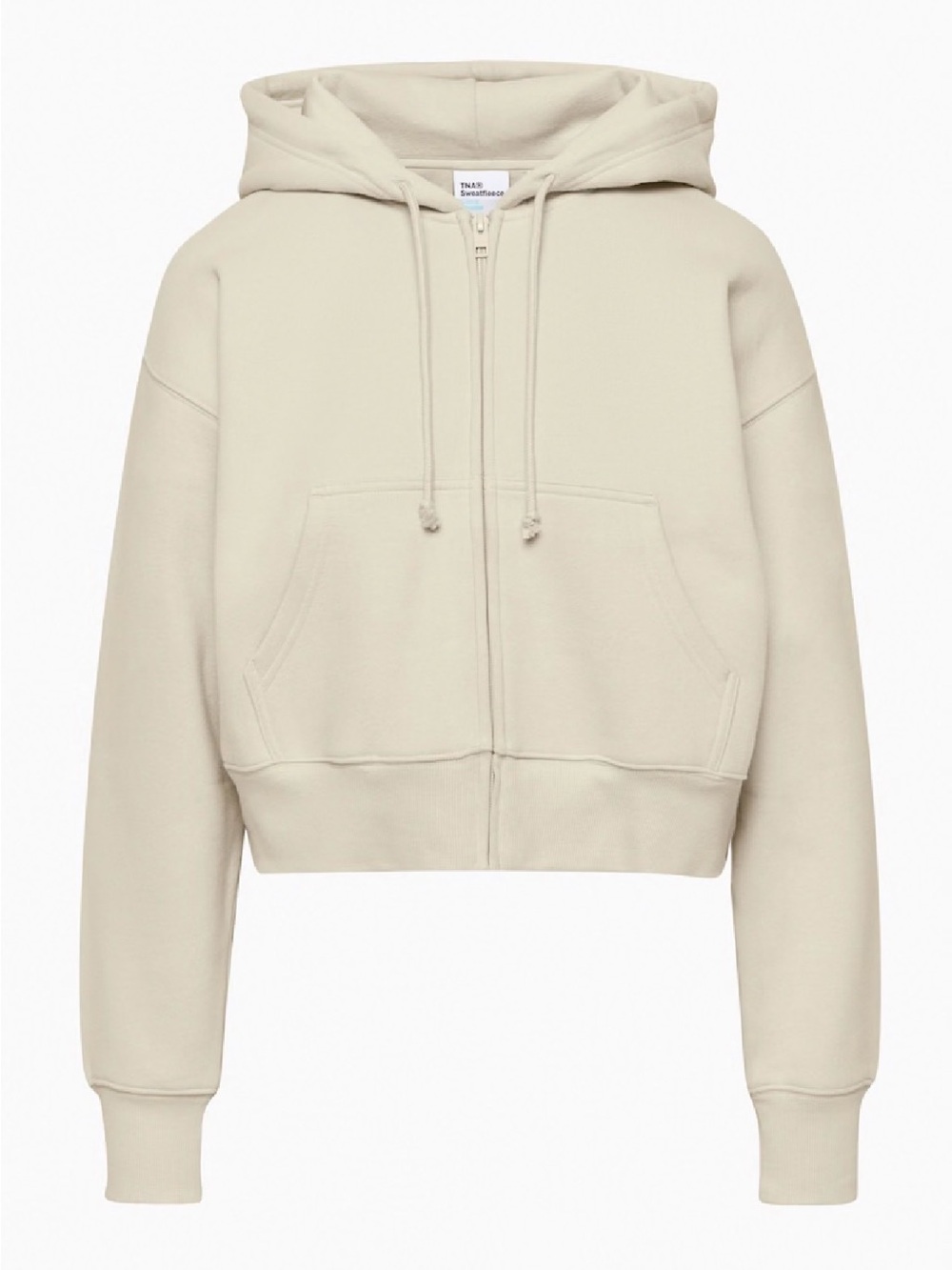 Aritzia TNA Cozy Sweatfleece Boyfriend Boxy Zip Hoodie in Haze grey